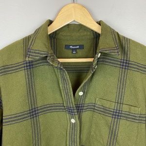 Madewell oversized flannel shirt - olive windowpane - size Small